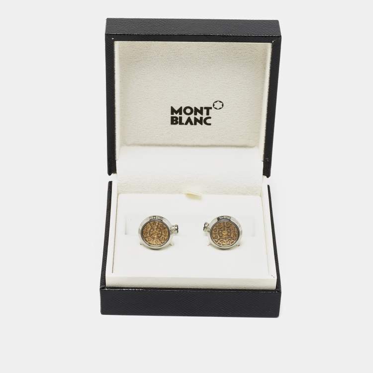 Pre Owned Montblanc Urban Spirit Two Tone Round Cufflinks