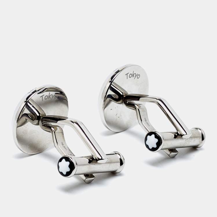 Pre Owned Montblanc Urban Spirit Two Tone Round Cufflinks
