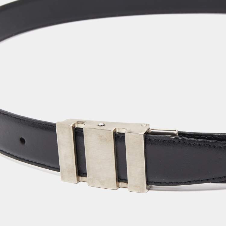 Pre Owned Montblanc Black Leather Cut to Size Buckle Belt 