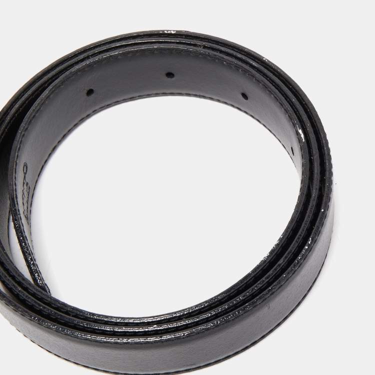 Pre Owned Montblanc Black Leather Cut to Size Buckle Belt 