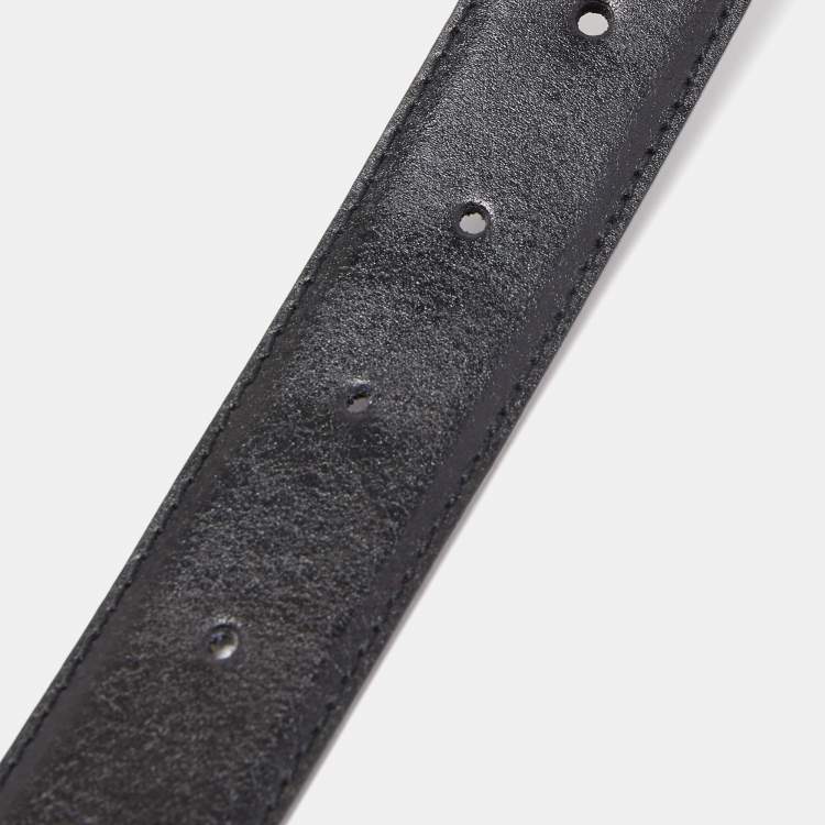 Pre Owned Montblanc Black Leather Cut to Size Buckle Belt 