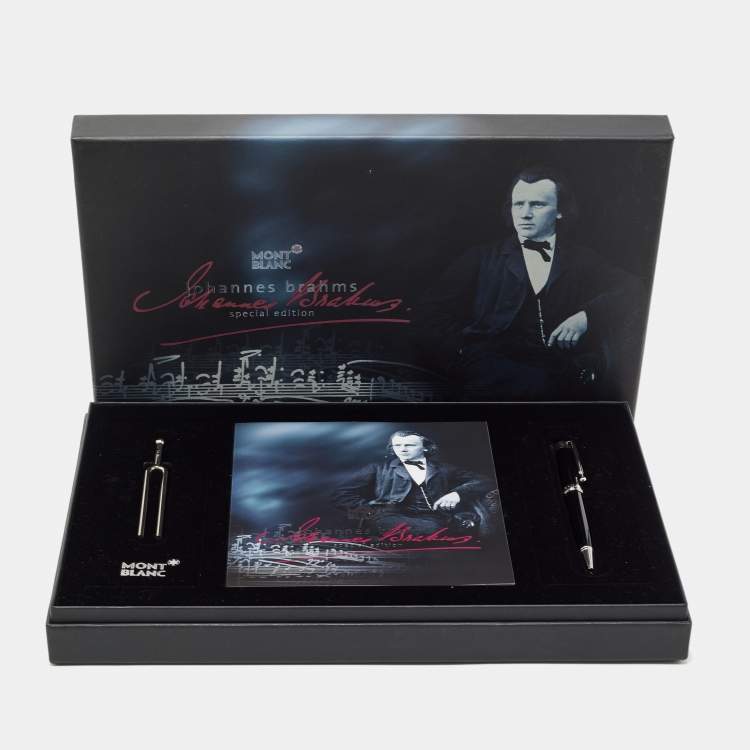 Pre Owned Montblanc Black Resin Johannes Brahms Special Edition Ballpoint Pen Set