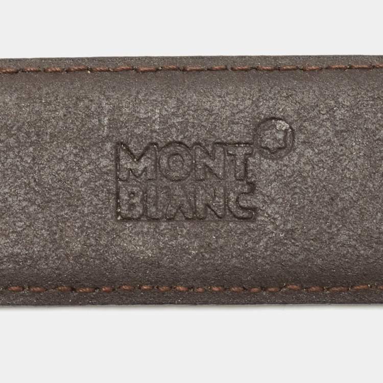 Pre Owned Montblanc Black/Brown Leather Buckle Belt 95CM