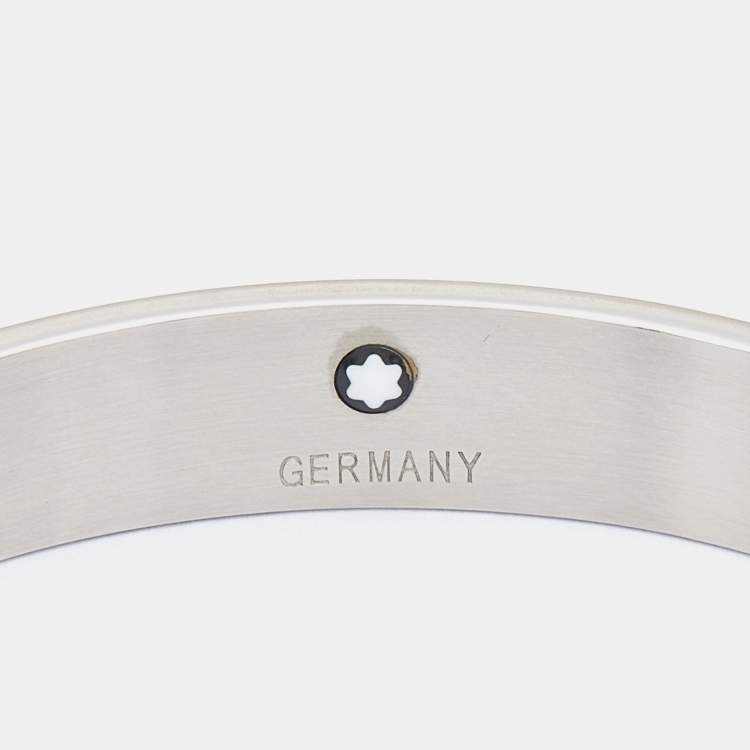 Pre Owned Montblanc Rubber Silver Tone Hinged Bangle Bracelet