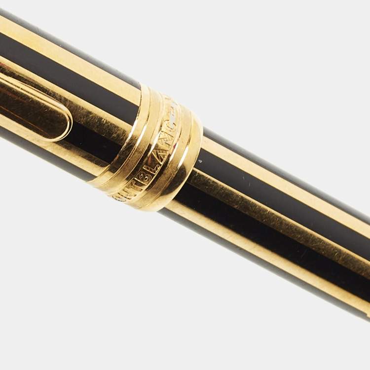 Pre Owned Montblanc Meisterstuck Black Lacquer Gold Plated Ballpoint Pen