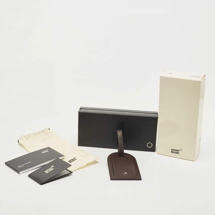Pre Owned Montblanc Brown Leather Luggage Name Tag