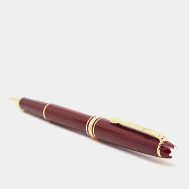 Pre Owned Montblanc Meisterstuck Burgundy Resin Gold Tone Rollerball Pen
