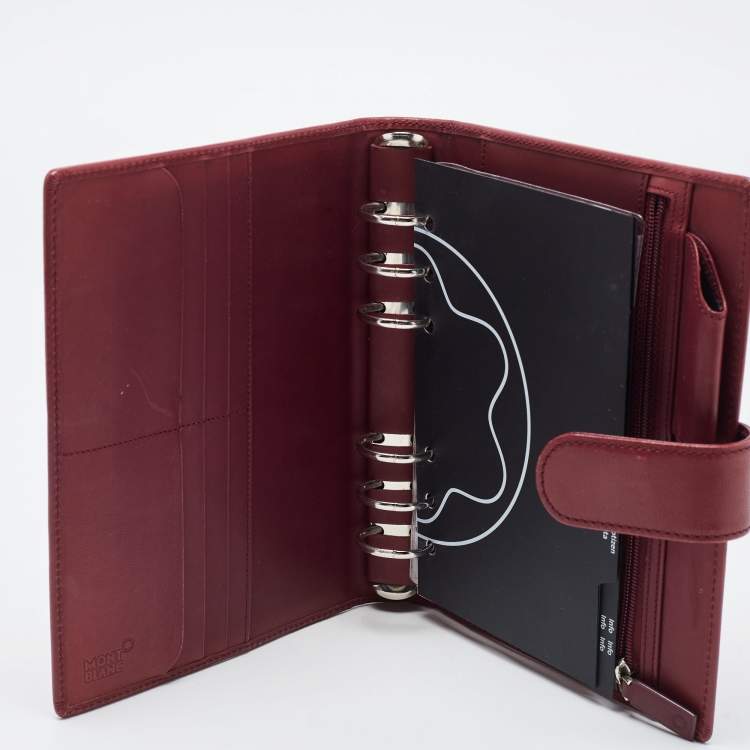 Pre Owned Montblanc Burgundy Leather Meisterstuck Agenda Cover