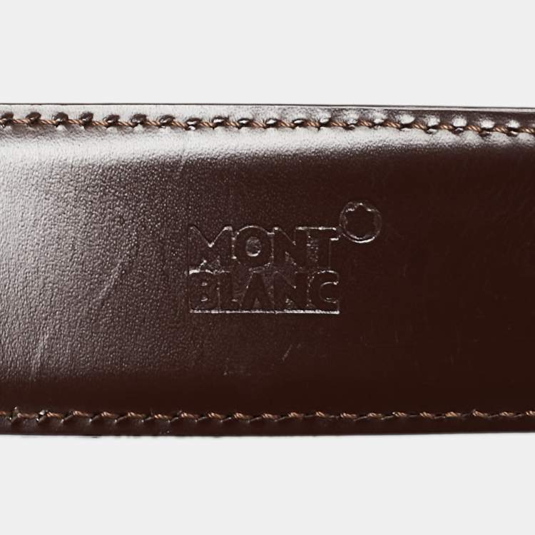 Pre Owned Montblanc Black/Brown Leather Cut to Size Reversible Belt