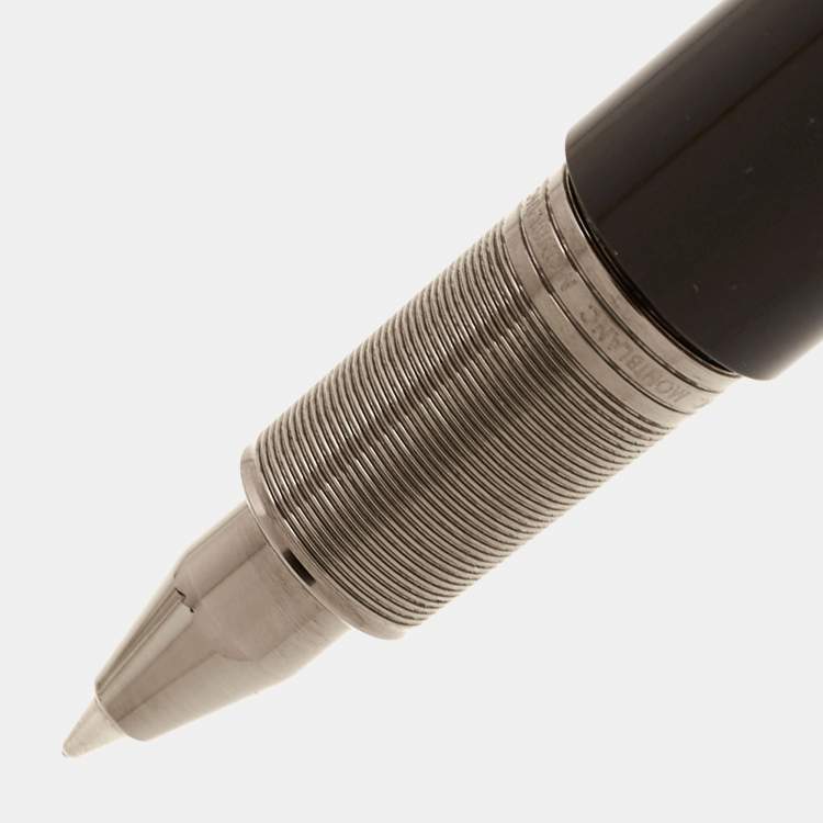 Pre Owned Montblanc M Black Resin Gunmetal Tone Rollerball Pen
