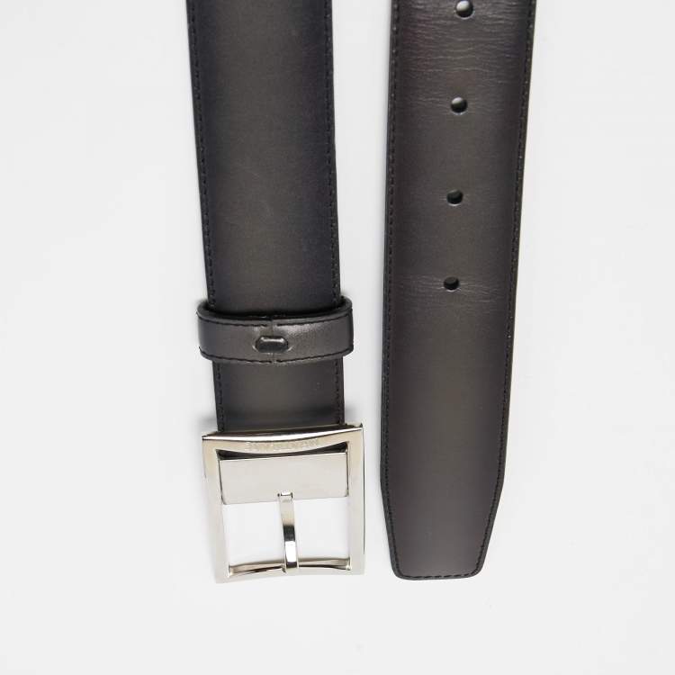 Pre Owned Montblanc Grey Ombre Leather Cut to Size Buckle Belt