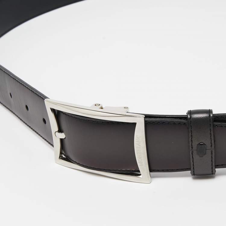Pre Owned Montblanc Grey Ombre Leather Cut to Size Buckle Belt