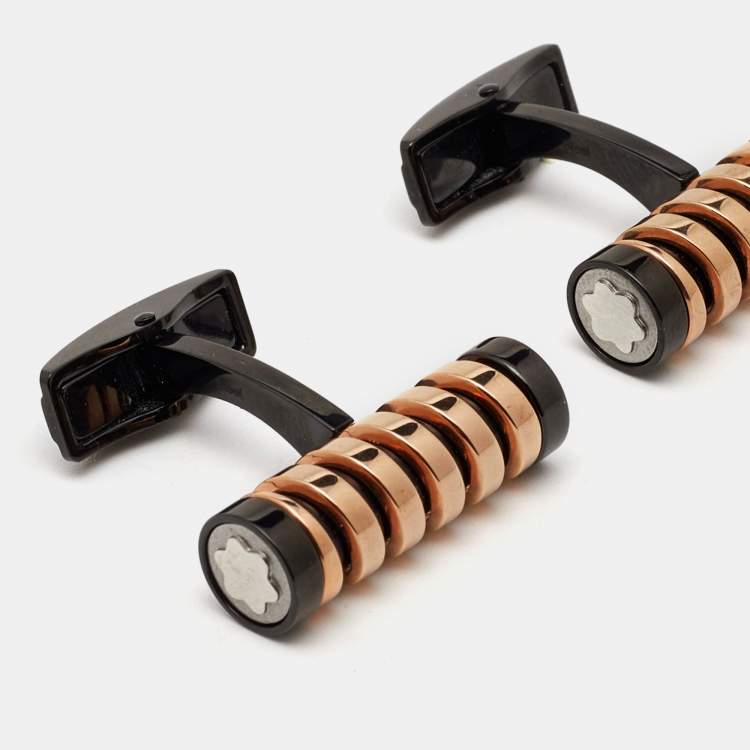 Pre Owned Montblanc Spiral Stainless Steel Two Tone Cufflinks