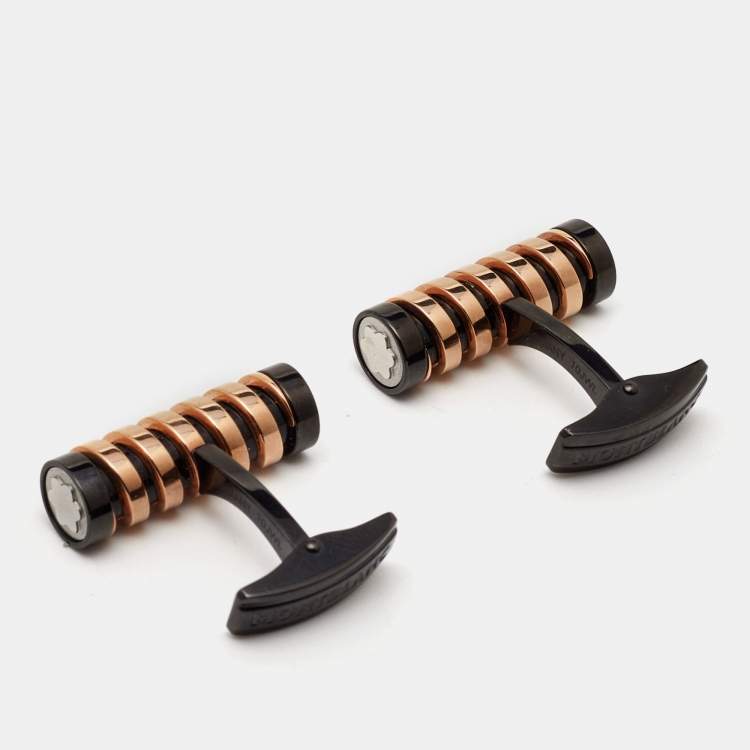 Pre Owned Montblanc Spiral Stainless Steel Two Tone Cufflinks