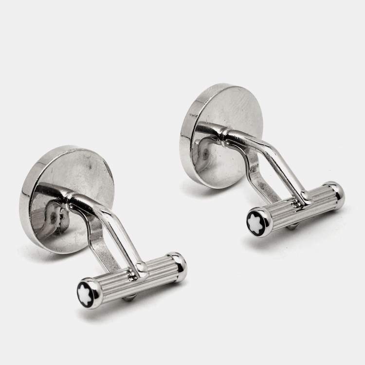 Pre Owned Montblanc Meisterstück Mother of Pearl Silver Tone Cufflinks