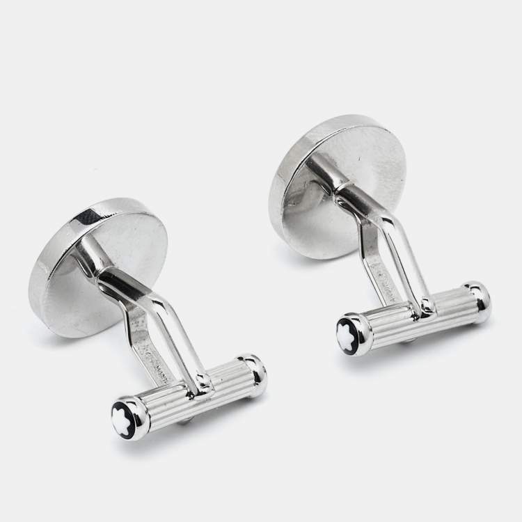 Pre Owned Montblanc Meisterstück Silver Tone Composite Inlay Cufflinks