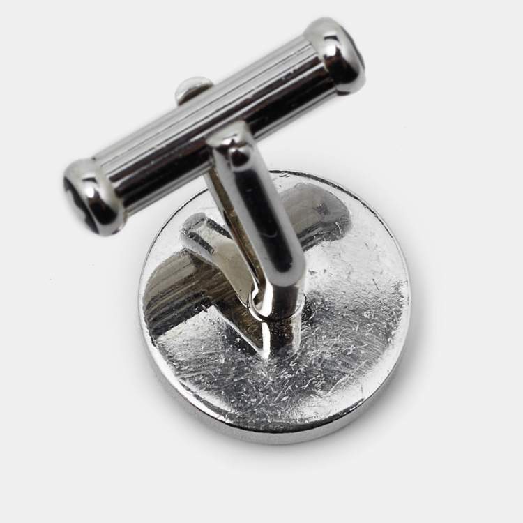 Pre Owned Montblanc Meisterstück Silver Tone Composite Inlay Cufflinks