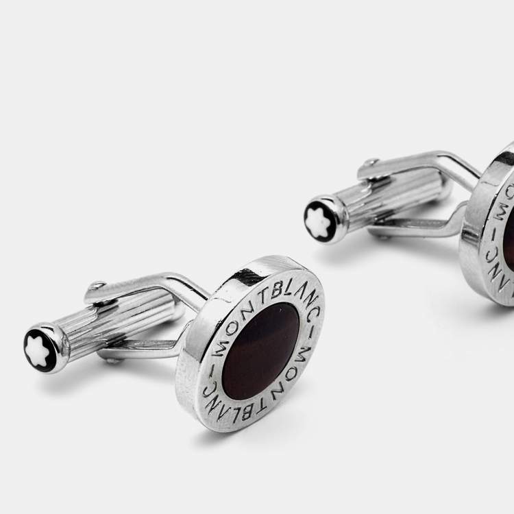 Pre Owned Montblanc Meisterstück Silver Tone Composite Inlay Cufflinks