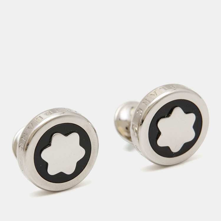 Pre Owned Montblanc  Star Onyx Silver Tone  Cufflinks