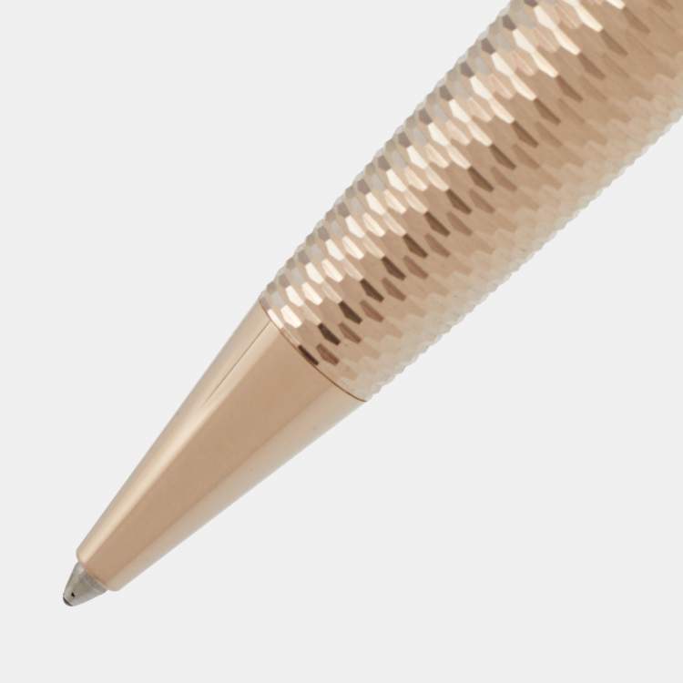 Pre Owned Montblanc Meisterstuck Geometry Solitaire Gold Tone Ballpoint Pen