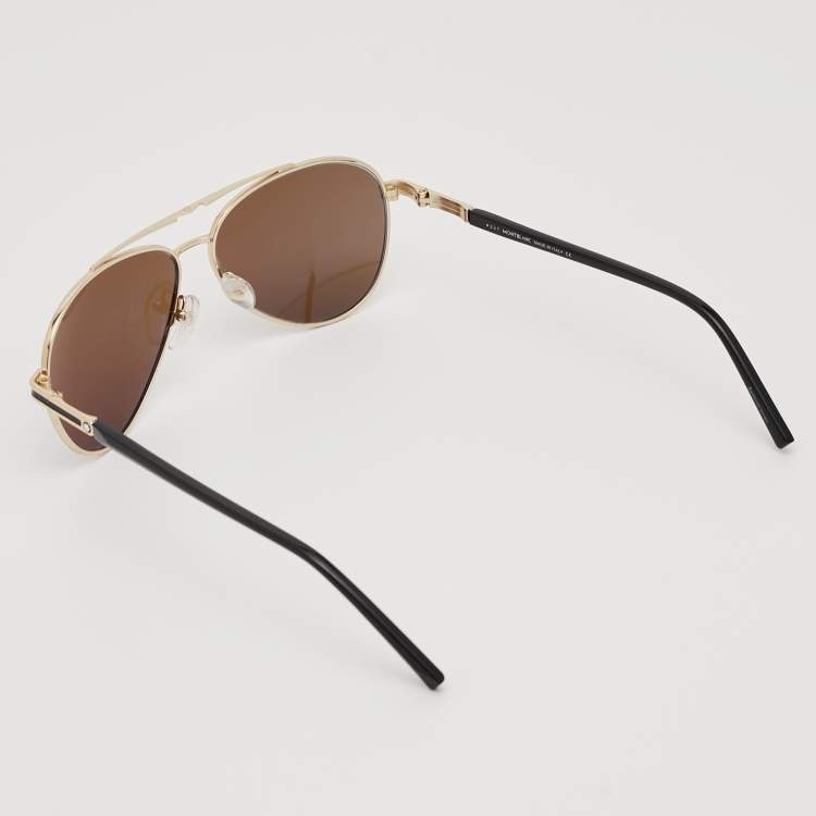 Pre Owned Montblanc Brown MB702S Aviator Sunglasses