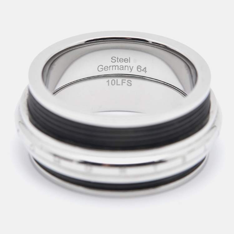 Pre Owned Montblanc Men's Contemporary Collection Black PVD Steel Sliding Ring Size 64