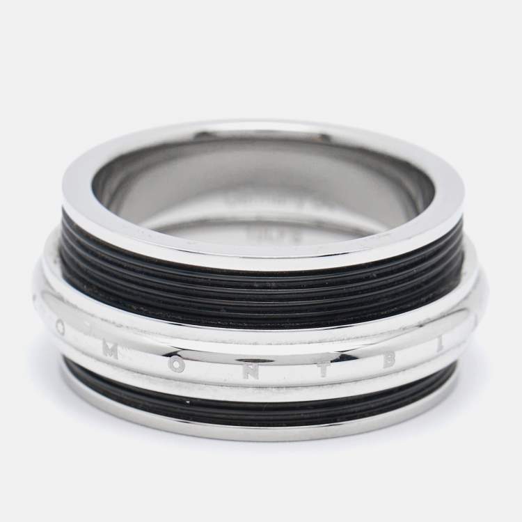 Pre Owned Montblanc Men's Contemporary Collection Black PVD Steel Sliding Ring Size 64