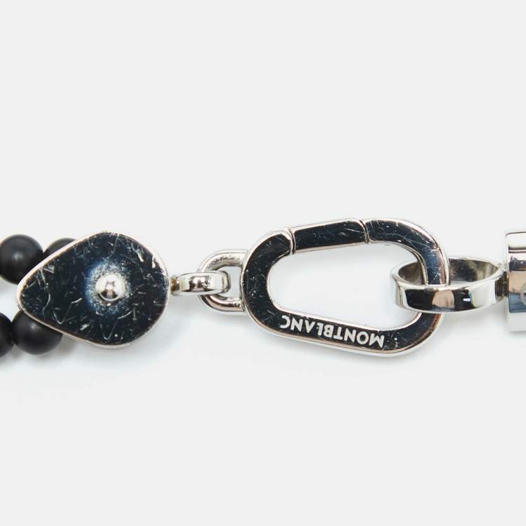 Pre Owned Montblanc Onyx Beads Steel Wrap Me Bracelet