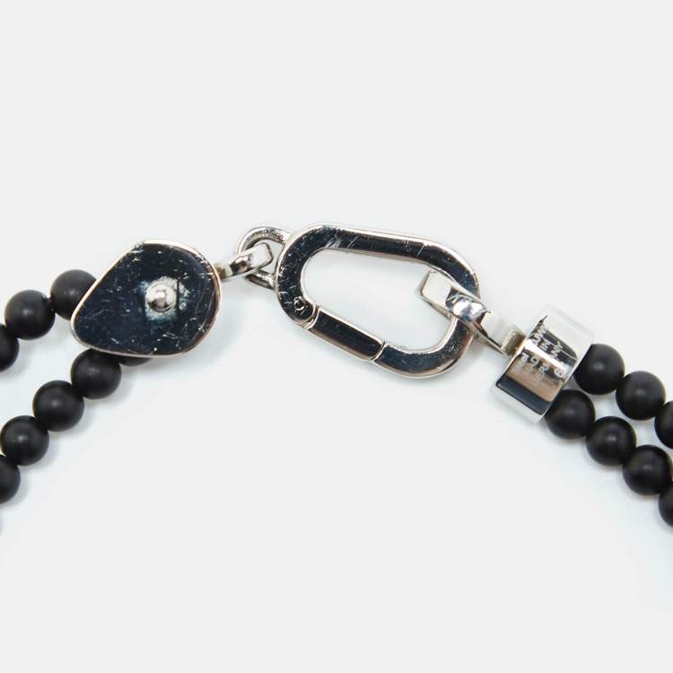 Pre Owned Montblanc Onyx Beads Steel Wrap Me Bracelet