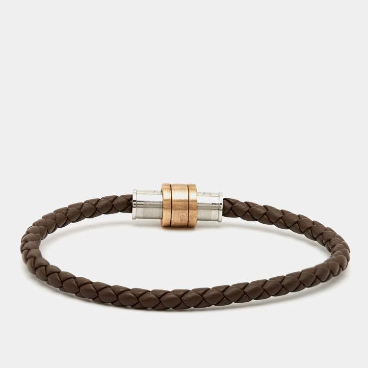 Pre Owned Montblanc 1858 Geosphere Brown Leather Bracelet