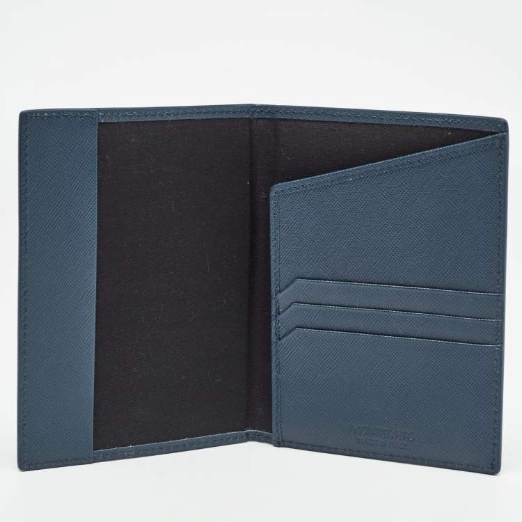 Pre Owned Montblanc Navy Blue Leather Sartorial Passport Holder