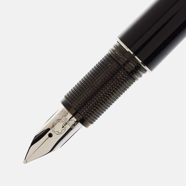 Pre Owned Montblanc Black Resin Silver Tone Pens Set of 2 Pens