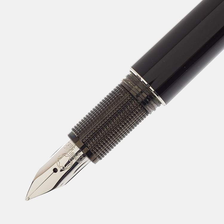 Pre Owned Montblanc Black Resin Silver Tone Pens Set of 2 Pens
