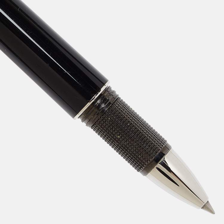 Pre Owned Montblanc Black Resin Silver Tone Pens Set of 2 Pens