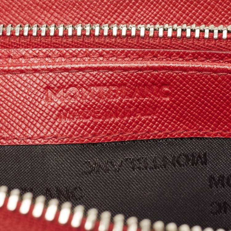 Pre Owned Montblanc Red Leather Meisterstuck Zip Around Wallet