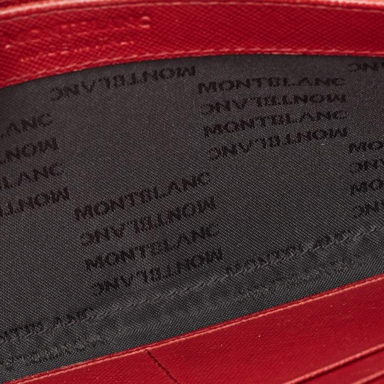 Pre Owned Montblanc Red Leather Meisterstuck Zip Around Wallet