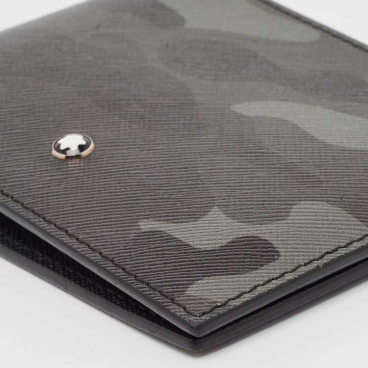 Pre Owned Montblanc Grey Camouflage Leather Sartorial 4CC Money Clip Wallet