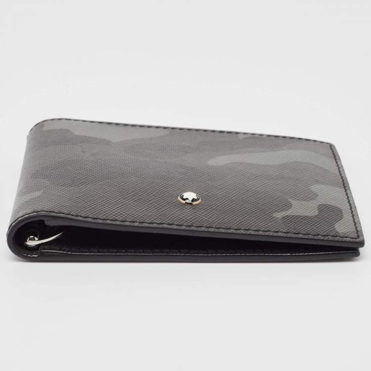Pre Owned Montblanc Grey Camouflage Leather Sartorial 4CC Money Clip Wallet
