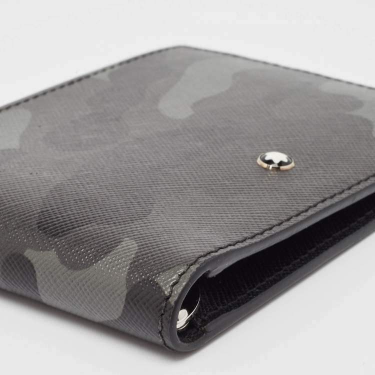 Pre Owned Montblanc Grey Camouflage Leather Sartorial 4CC Money Clip Wallet