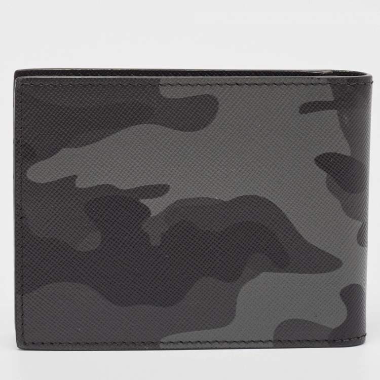 Pre Owned Montblanc Grey Camouflage Leather Sartorial 4CC Money Clip Wallet