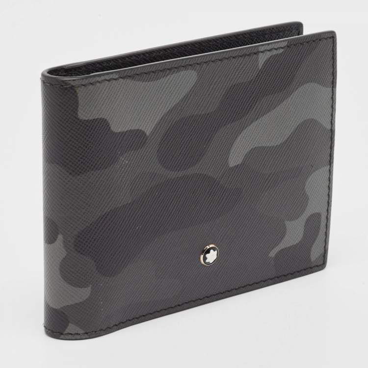 Pre Owned Montblanc Grey Camouflage Leather Sartorial 4CC Money Clip Wallet