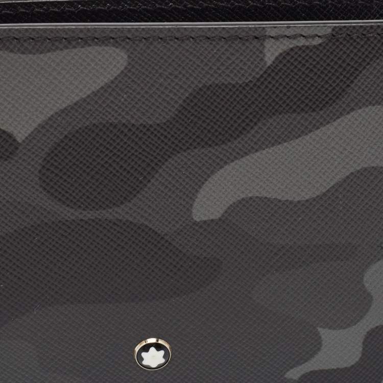 Pre Owned Montblanc Grey Camouflage Leather Sartorial 4CC Money Clip Wallet