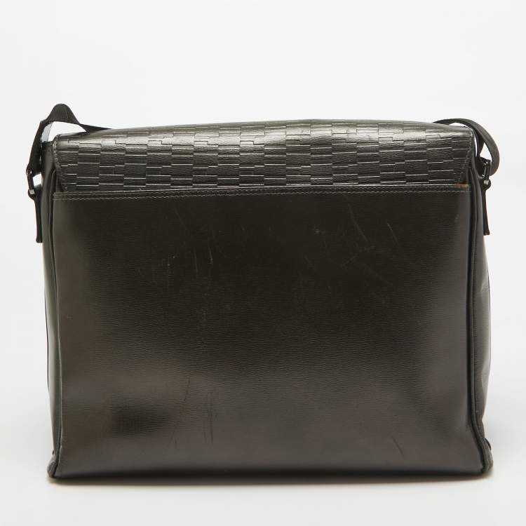 Pre Owned Montblanc Metallic Leather Westside Flap Messenger Bag