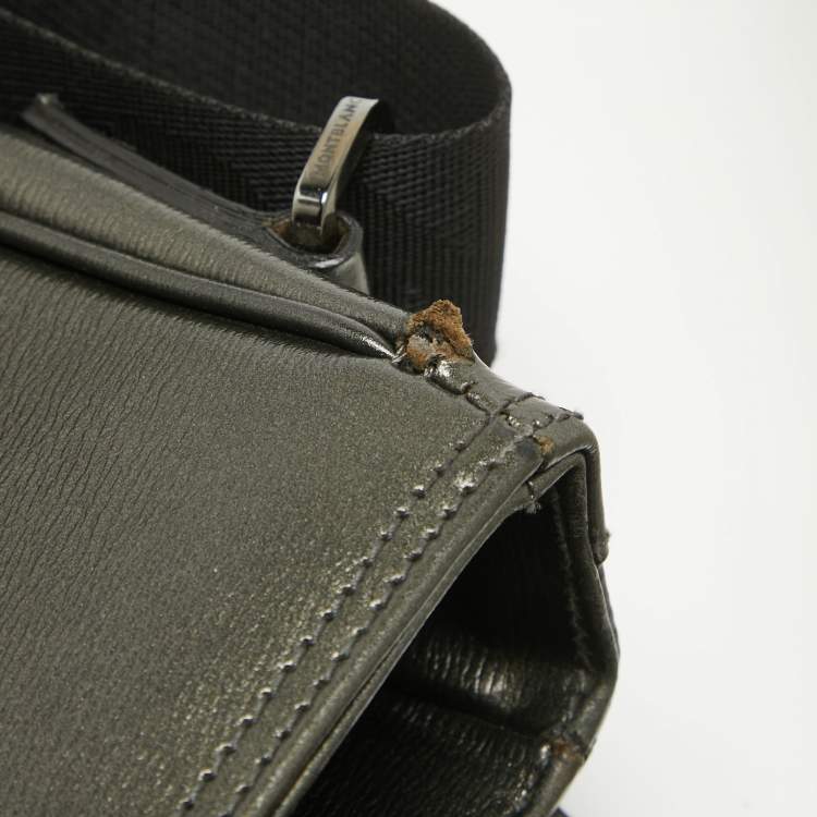 Pre Owned Montblanc Metallic Leather Westside Flap Messenger Bag
