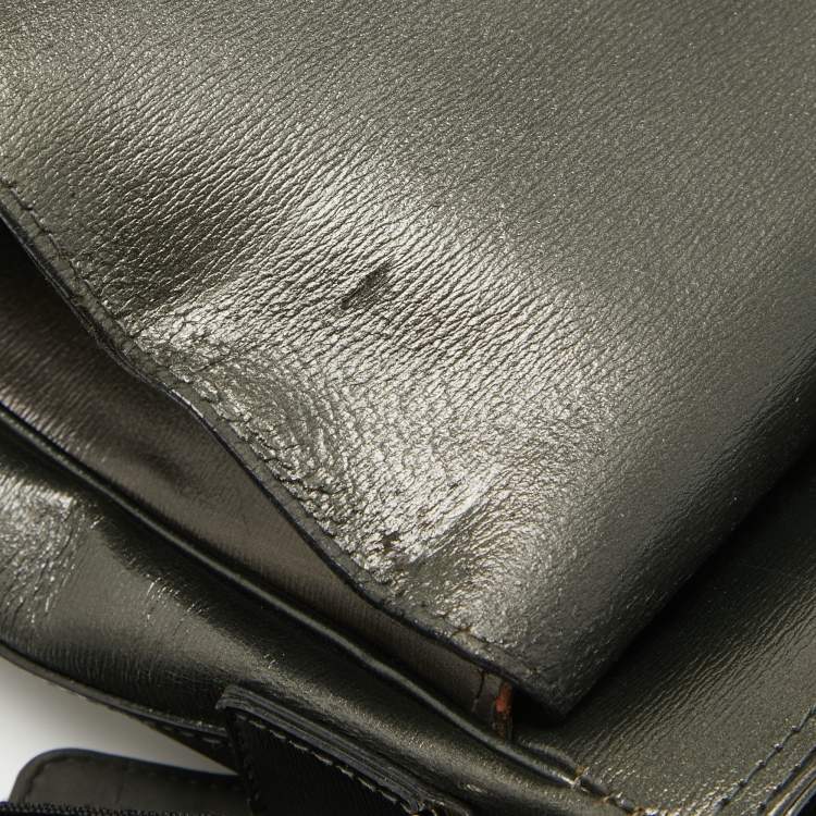 Pre Owned Montblanc Metallic Leather Westside Flap Messenger Bag