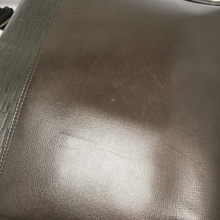Pre Owned Montblanc Metallic Leather Westside Flap Messenger Bag