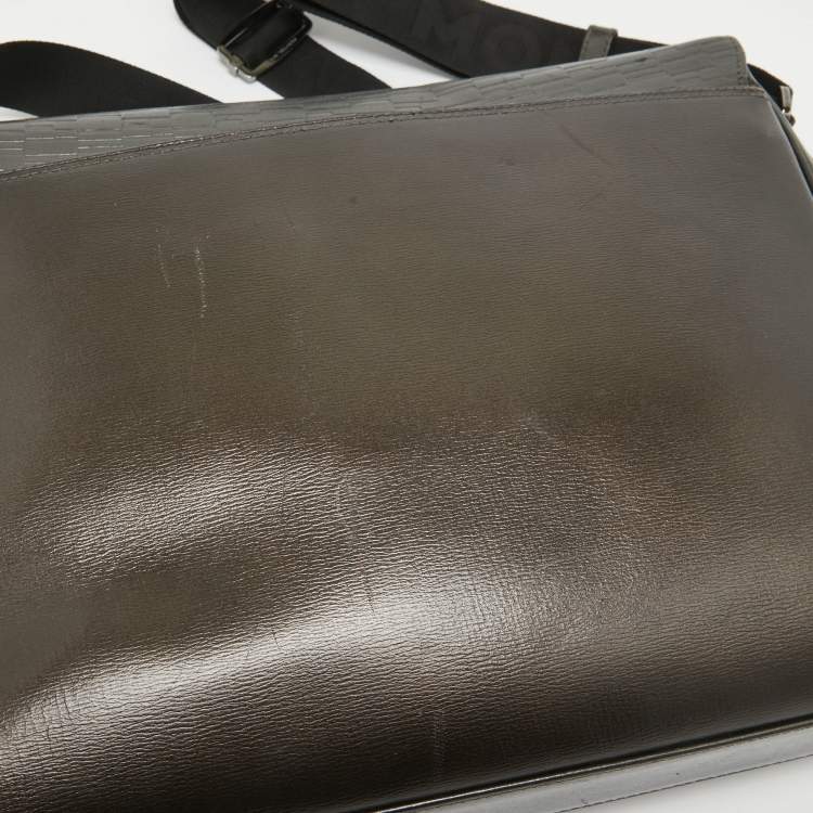 Pre Owned Montblanc Metallic Leather Westside Flap Messenger Bag
