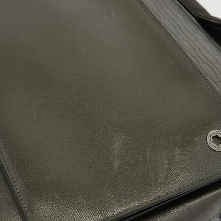 Pre Owned Montblanc Metallic Leather Westside Flap Messenger Bag