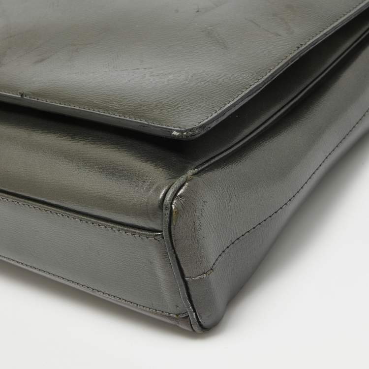 Pre Owned Montblanc Metallic Leather Westside Flap Messenger Bag