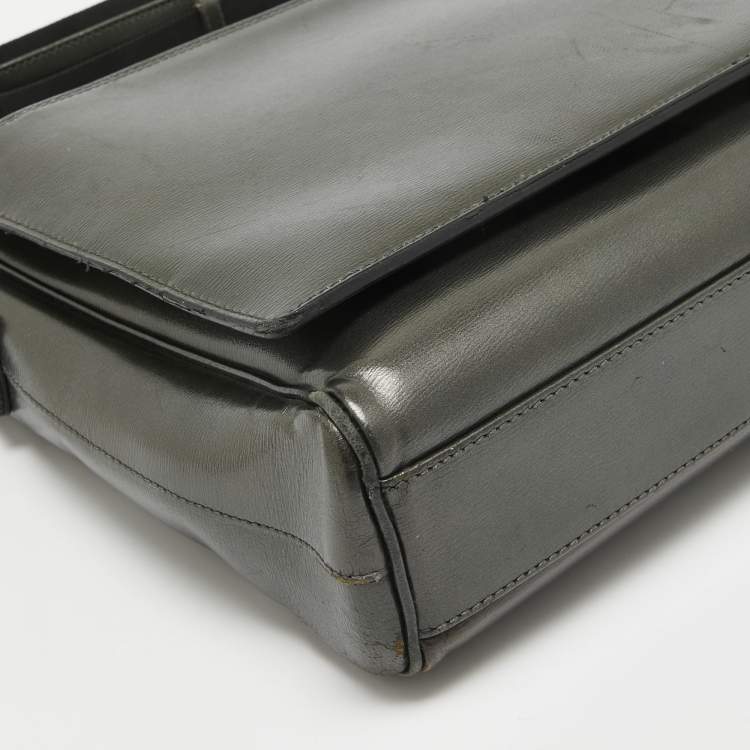 Pre Owned Montblanc Metallic Leather Westside Flap Messenger Bag